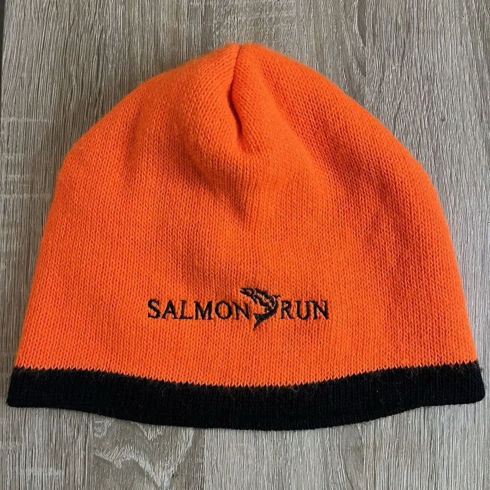 Neon Orange Beanie Hunter Hunting Salmon Run Hiking Hi Vis Outdoor Fishing